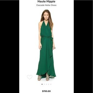 HAUTE HIPPIE cascade halter dress
